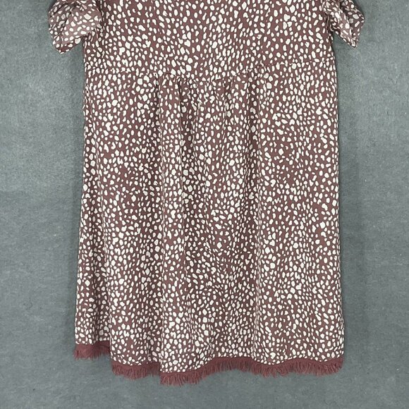 Umgee Dress Women Sz Small Polka Dot Linen Fringe Hem V-Neck Boho Flowy Boho - Picture 8 of 14